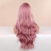 BLONDE UNICORN 24 Inch Pink Long Wavy Curly Hair With Bangs Elegant and Fashionable Synthetic Wig For Ladies