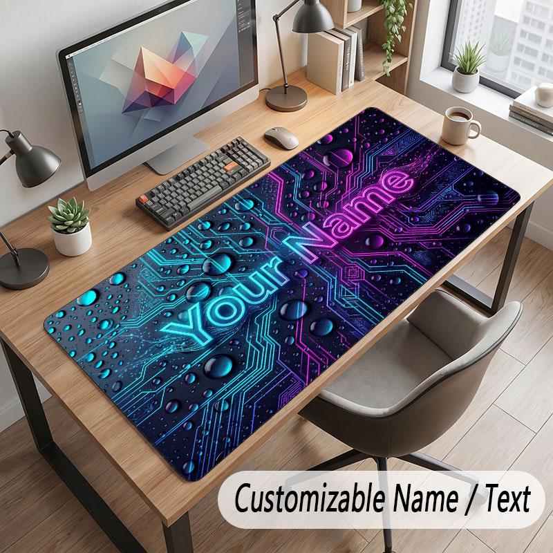 City Cyberpunk Theme Customized Mouse Pad Personalized Print Name Text Desk Mat For Home Office Table Decor