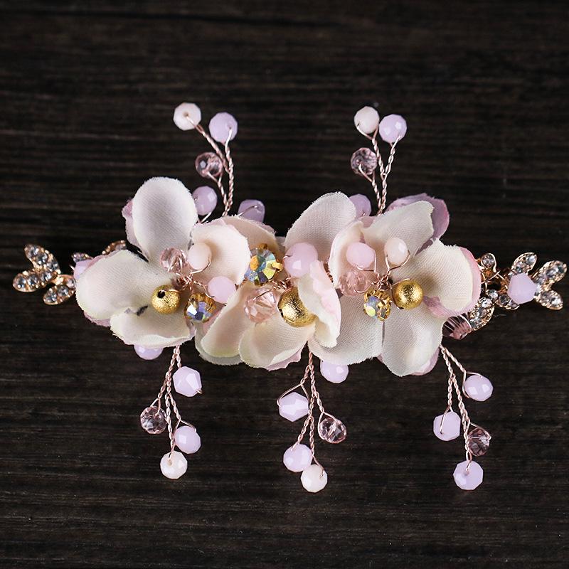 Handmade Pink Flower Crystal Hairpin for Children's Dress