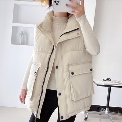 Mid-length Down Cotton Vest Women's Autumn and Winter Western Style Age-reducing Fashion All-match Sleeveless Waistcoat