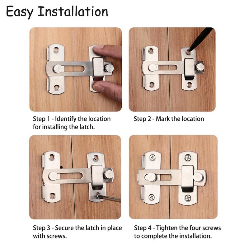 2Pcs Flip Gate Latches,Stainless Steel Sliding Barn Door Lock,Hardware Gate Latch for Fence Garage Garden Bathroom Pet Cage