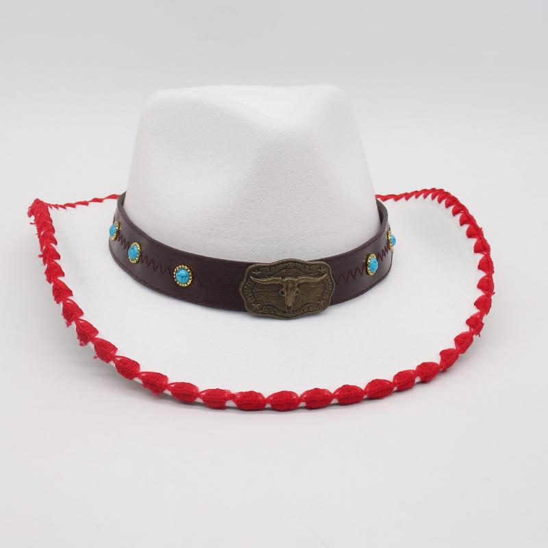 Men'S And Women'S Ethnic Style Western Cowboy Hat Sunscreen Travel Sunshade Top Hat Big Brim Jazz Hat Knight Hat