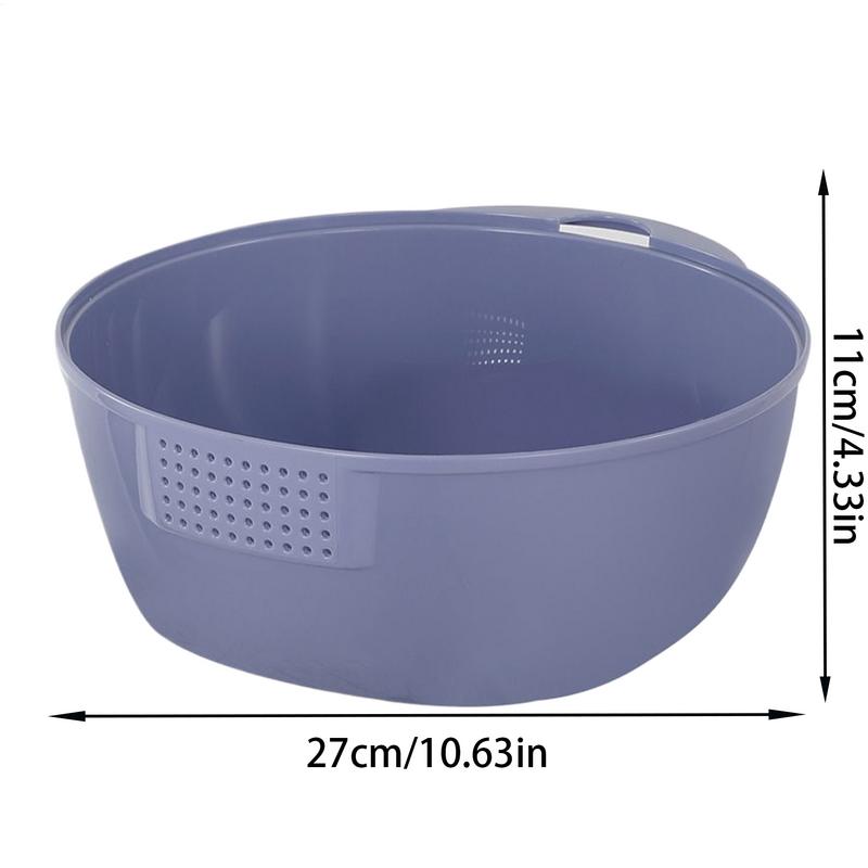 Rice Strainer Bowl Colander Basin For Cleaning Fruits Large Capacity Colander With Stainless Steel Grater For Washing Vegetables