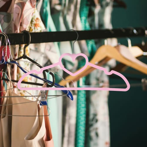 Ledmomo 20-Piece Pink Heart-Shaped Clothes Hangers, 40cm, Non-Slip, Slim, Shape-Retaining, for Laundry and Drying