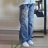 GLYDE Women's Harajuku Print Jeans Floral Print Vintage Aesthetic Baggy Straight Pants Grunge Casual Outfits Trousers Streetwear Y2k