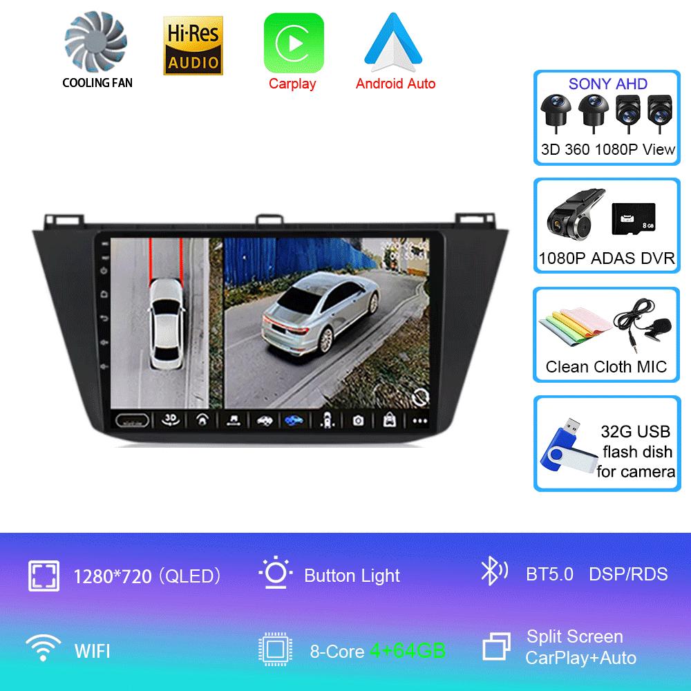Radio Samochodowe Android 14 Carplay Auto Dla Volkswagen Tiguan 2 Mk 2016 2017 2018 2019 Odtwarzacz Wideo Multimedia Nawigacja GPS Stereo