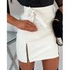 Dámská Módní Jednobarevná Vysoký Pas Pásek Imitace Kůže Bodycon Zipy Mini Sukně