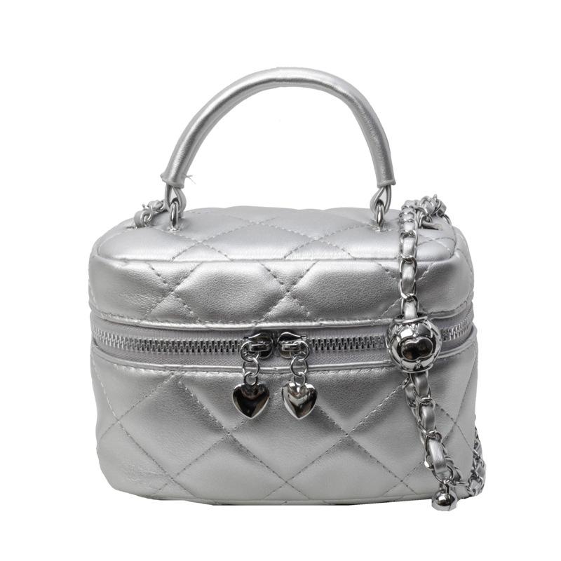

Handbag Women s New Versatile Solid Color Messenger Bag Small серебряный