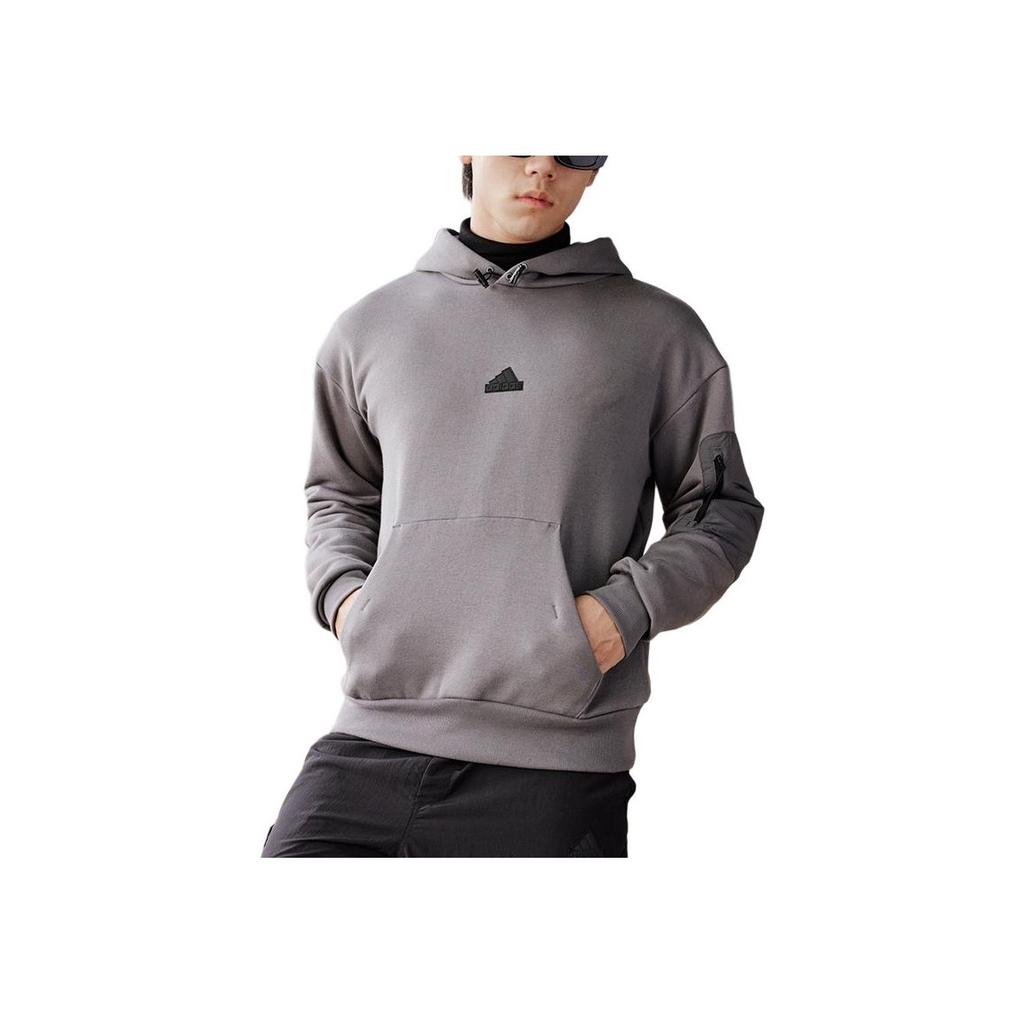 Adidas Casual Drawstring Hooded Light Sports Sweatshirt Men Sweatshirts Gray IY1518