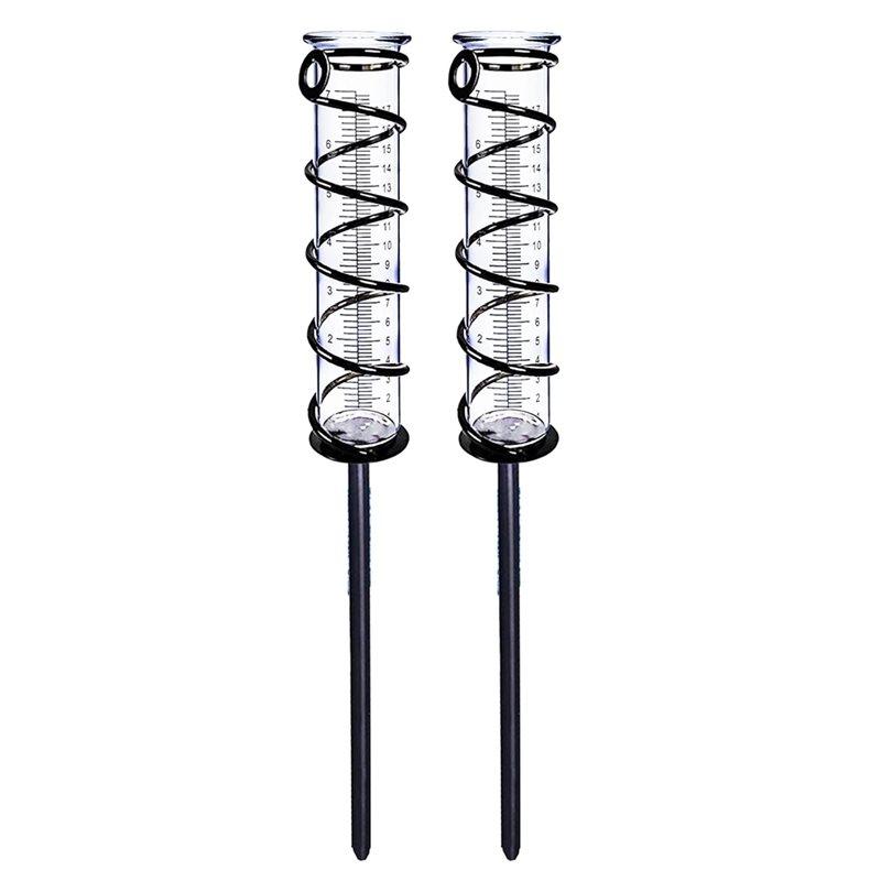 ABBP-2Pcs Rain Gauge Outdoor, Best Rated Rain Gauges For Yard With Stake, Decorative Garden Rain Water Meter