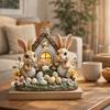 Easter Decor Easter Bunny Ornament 2D Flat Rabbit House Easter Party Desktop Ornament  Office Decor