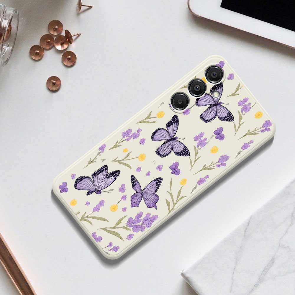 For Samsung Galaxy A16 5G/4G Case Purple Butterflies Pattern Printing Straight Edge TPU Phone Back Cover