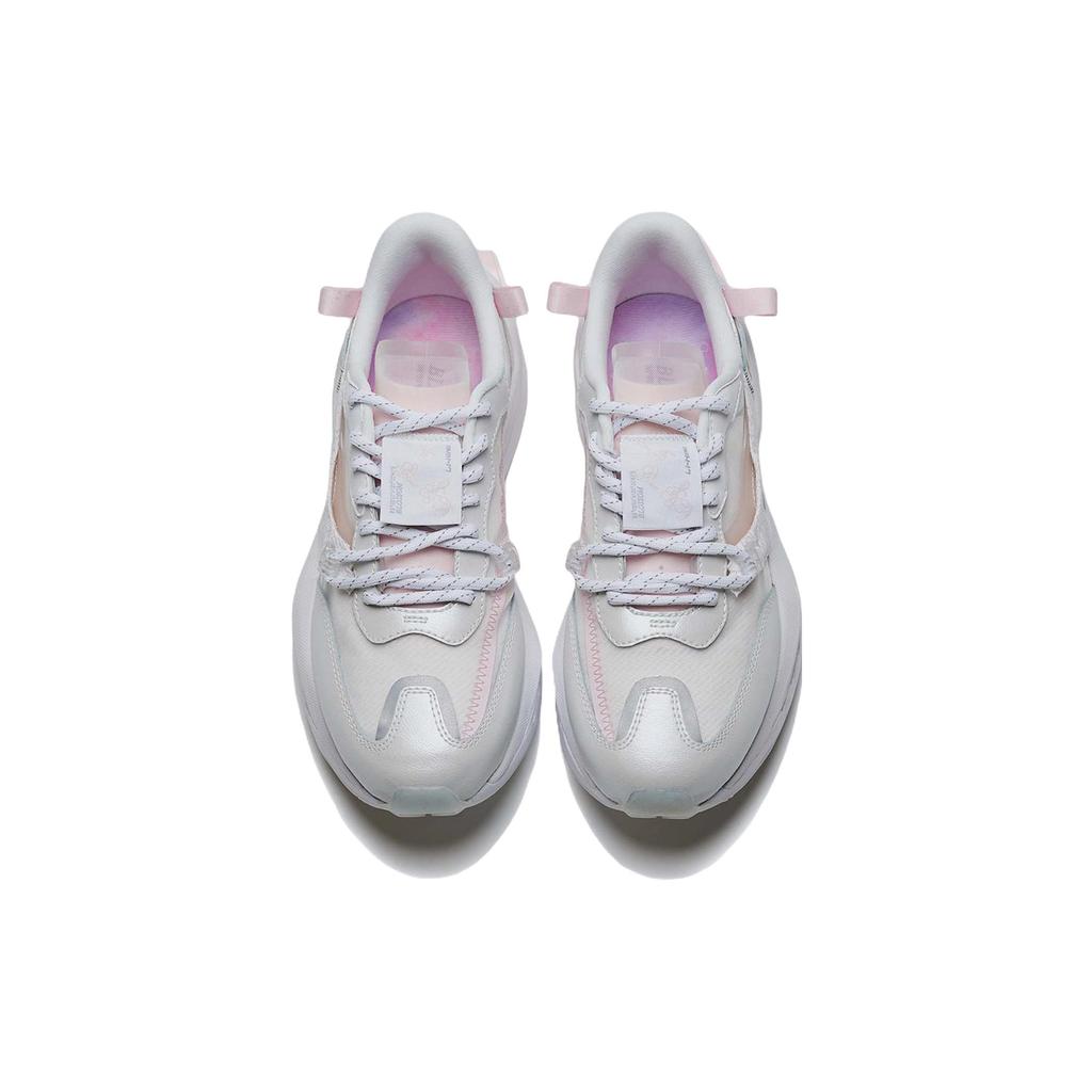 Li Ning Fangyuan Premium Kirschblüte Limitierte Edition Vintage Niedrige Sportschuhe Freizeit Schuhe Damen Weiß Rosa AGCS122-1