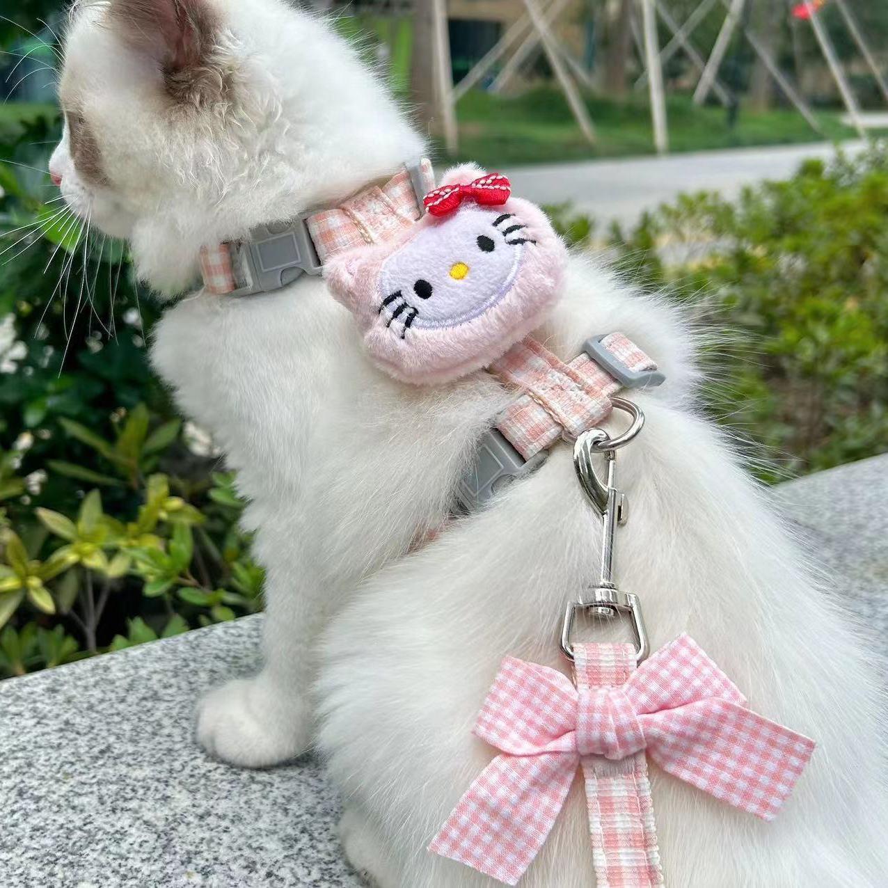 Adjustable I-Shaped Blue Cat Leash and Harness for Outdoor Use, Anti-Escape Design, Fit for Ragdoll and Small Cats. S / 2-5 lbs - Anti-escape