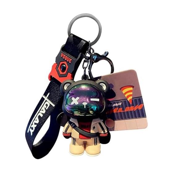 [Joyasslly] Bear Cool Lightning Keychain Key Chain Cute Resin Animal Pendant Cartoon Male Car Keychain Resin Keychain Popular Eye-catching Bag Charm