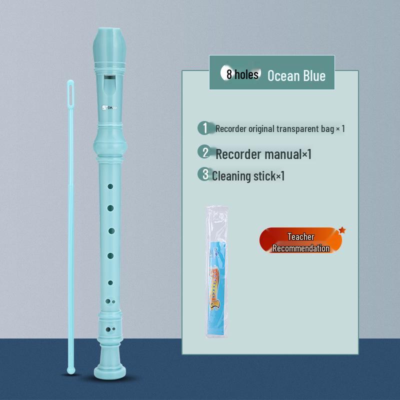 Swan Brand German Style 6/8-Hole Treble Recorder, Beginner C Key Flute for Children and Students