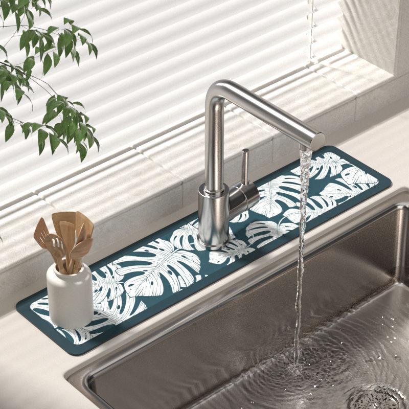 Wasserabsorbierende Matte für Wasserhähne, Küchenspülen, Waschbecken, Abtropfmatten, Spritzschutzmatten für Badezimmerarbeitsplatten