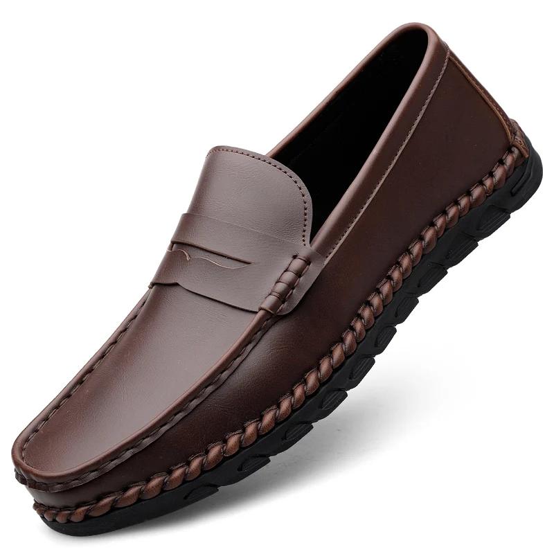 Fashion Spring Brand British Style Brown Business Formal Loafers Soft Soled Casual Shoes Wedding Designer Mens Fashionable Leather Shoes