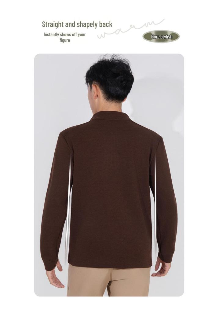 Men's Warm Fleece Half-Zip Jacket - Windproof, Stand-Up Collar, Long-Sleeved for Autumn/Winter Outdoor Sports & Casual Wear