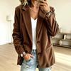 Womens Corduroy Blazer Cardigan Long Sleeve Loose Fit Solid Color Office Chic Outerwear 2026 Fall Winter