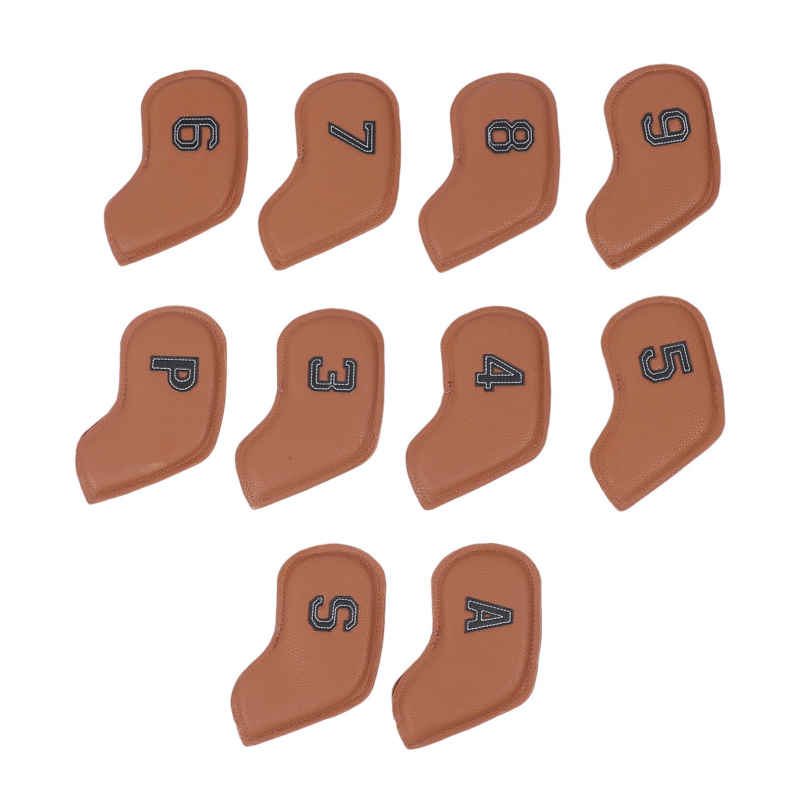 

10PCS Protective Covers Waterproof PU Material Putter Headcover Guard Set for Outdoor Light Brown