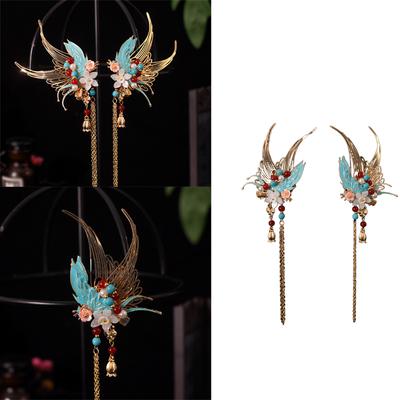 Phoenix Flower Hair Clip with Tassels Filigree Buyao for Women Girl Buyao for Traditional Headpieces Hair Jewelry