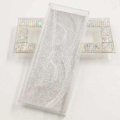 Custom Packaging Glitter Rhinestone Lash case Empty Rhinestones Eyelash Box with windows Feather