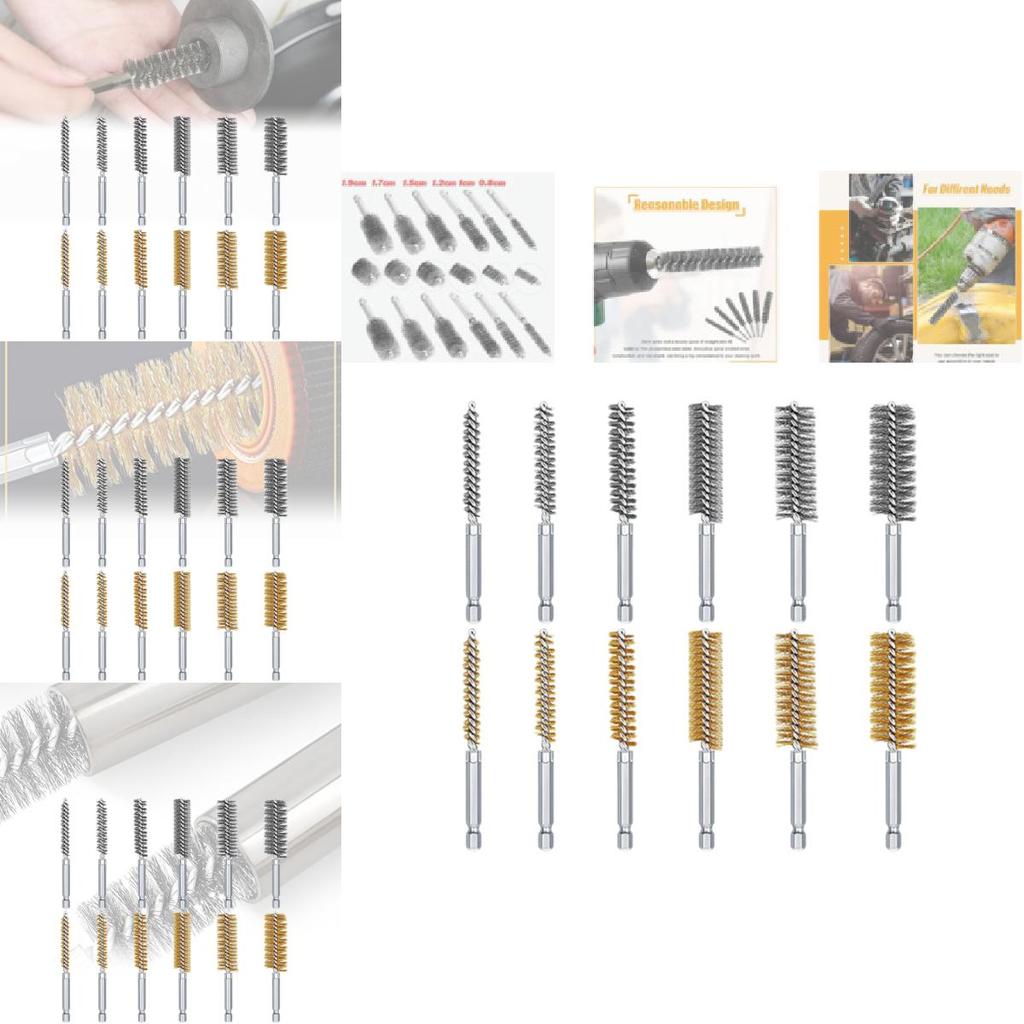 Durable 1/4 Inch Steel Wire Brush Set With 14 Assorted Sizes For Rust Removal And Deep Hole Cleaning