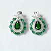 Emerald Zircon Jewelry Set Drop Earrings Necklace Ring 3pcs Luxury Womens Fashion Accessories