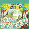 Colorful Cartoon Dinosaur Party Birthday Supplies Tableware Plates Cups Banner Set