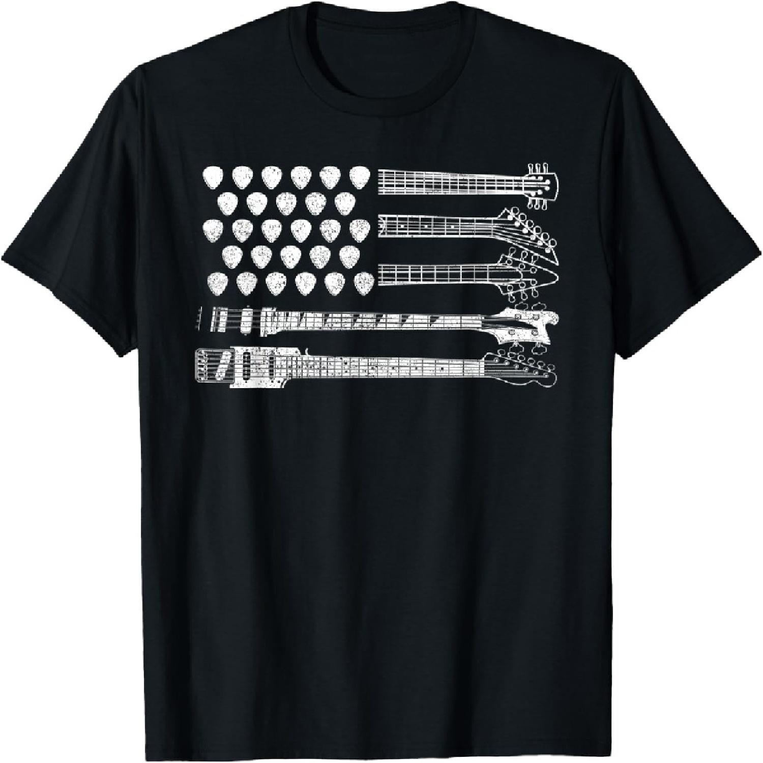 Lets Rock Rock n Roll Guitar Retro USA FLAG T-Shirt for Women Kids Men XXXXXL разноцветный