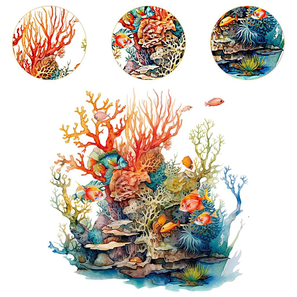 2x Ocean Toilet Stickers Under The Sea Toilet Seat Lid Cover Stickers Wall