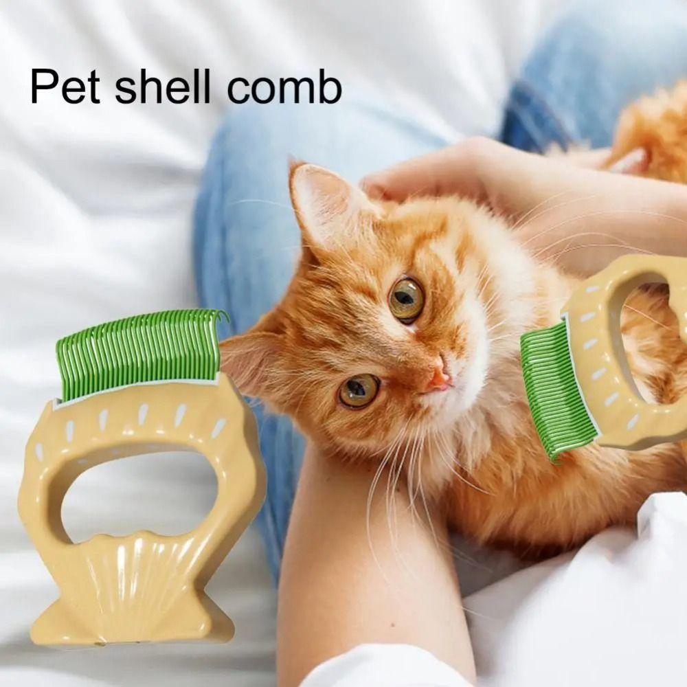 Portable ABS Pet Comb Gentle Ergonomic Handle Pet Hair Removal Comb Massaging Shell Comb Pet Grooming
