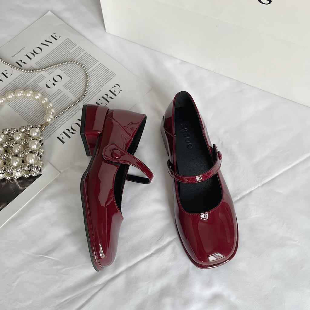 2024 Autumn Black Retro Mary Jane Shoes with Thick Heel for Women