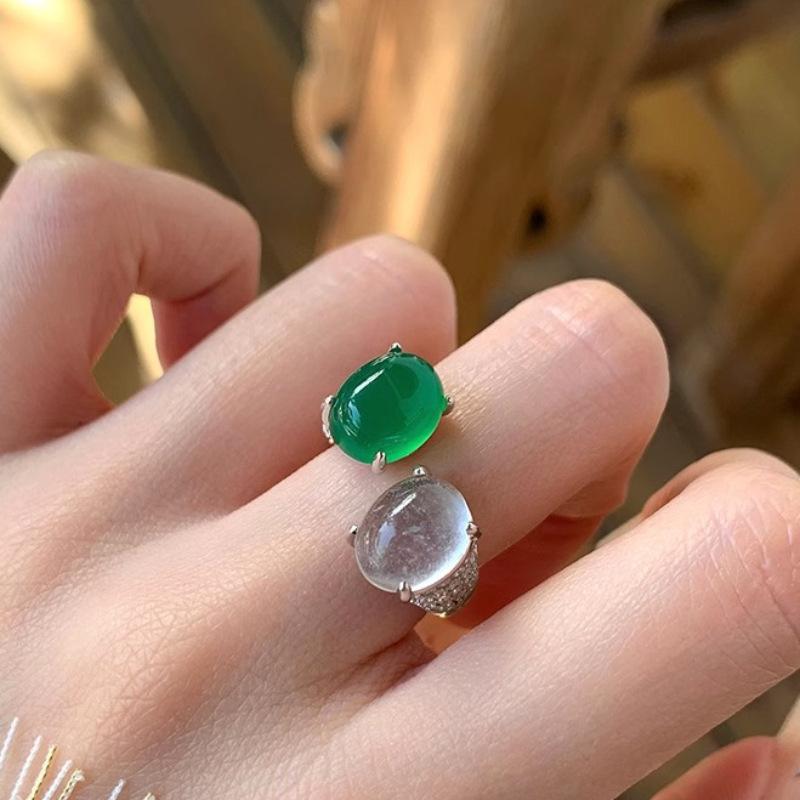PANJBJ 925 Silver Stars Ring For Women Blue Crystal Opening Sweet Romance Irregular Versatile Jewelry Gift
