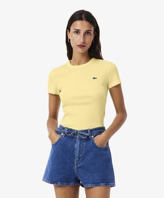LACOSTE Camiseta Feminina Gola Redonda Manga Curta Malha Canelada Slim Fit Tf5538-56G 107