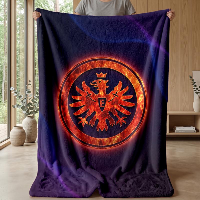 Coperta in Flanella con Stampa Calcio Eintracht Frankfurt, Coperta Morbida Calda Leggera per Divano Letto Campeggio