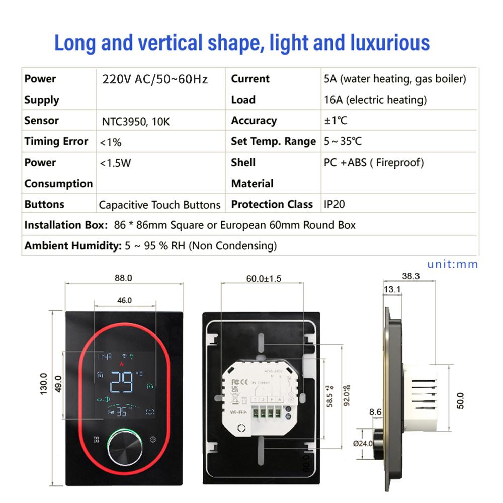 Tuya 5A/16A Termostat Smart WiFi pentru Casă Încălzire Electrică pe Apă Centrală pe Gaz Încălzire în Pardoseală Controler de Temperatură cu Ecran Tactil