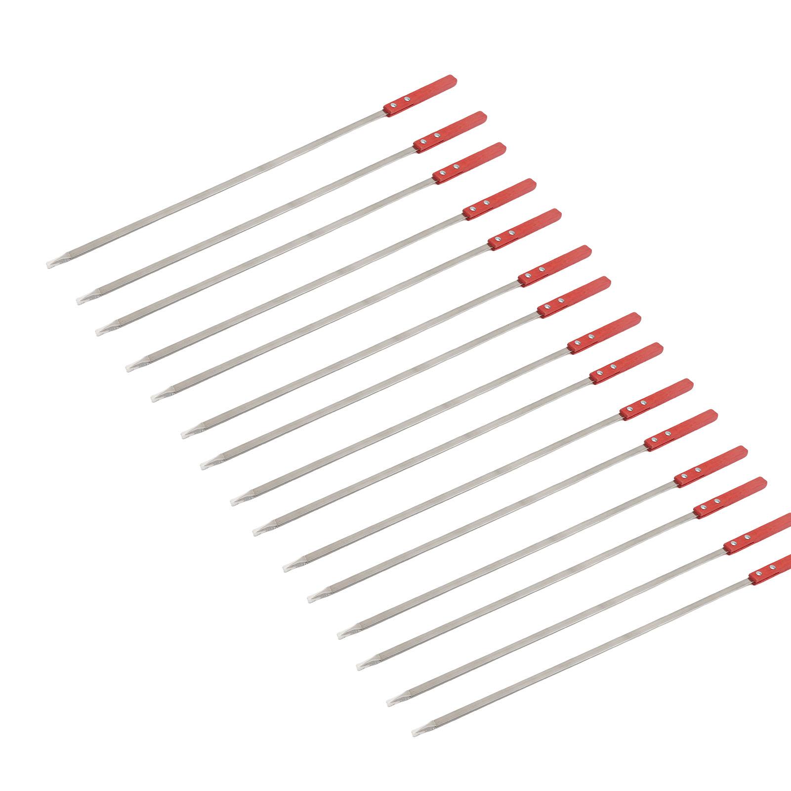 Flat Barbecue Skewers 23.8 Inch Stainless Steel Kebab Skewers with Wooden Handles for BBQ Grilling Meat Outdoor Cooking