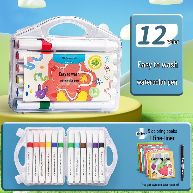 24-Color Washable Triangular Watercolor Pen Set for Kids