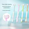 Three-Sided U-Shaped Toothbrush with Soft Bristles & Tongue Scraper for Adults