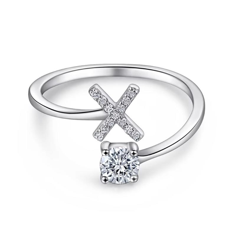 1PC Open Ring Shiny Jewelry Suitable for Stacking Accessories Cute Letter Theme Ideal Gift Free Combination Custom Rings Silver