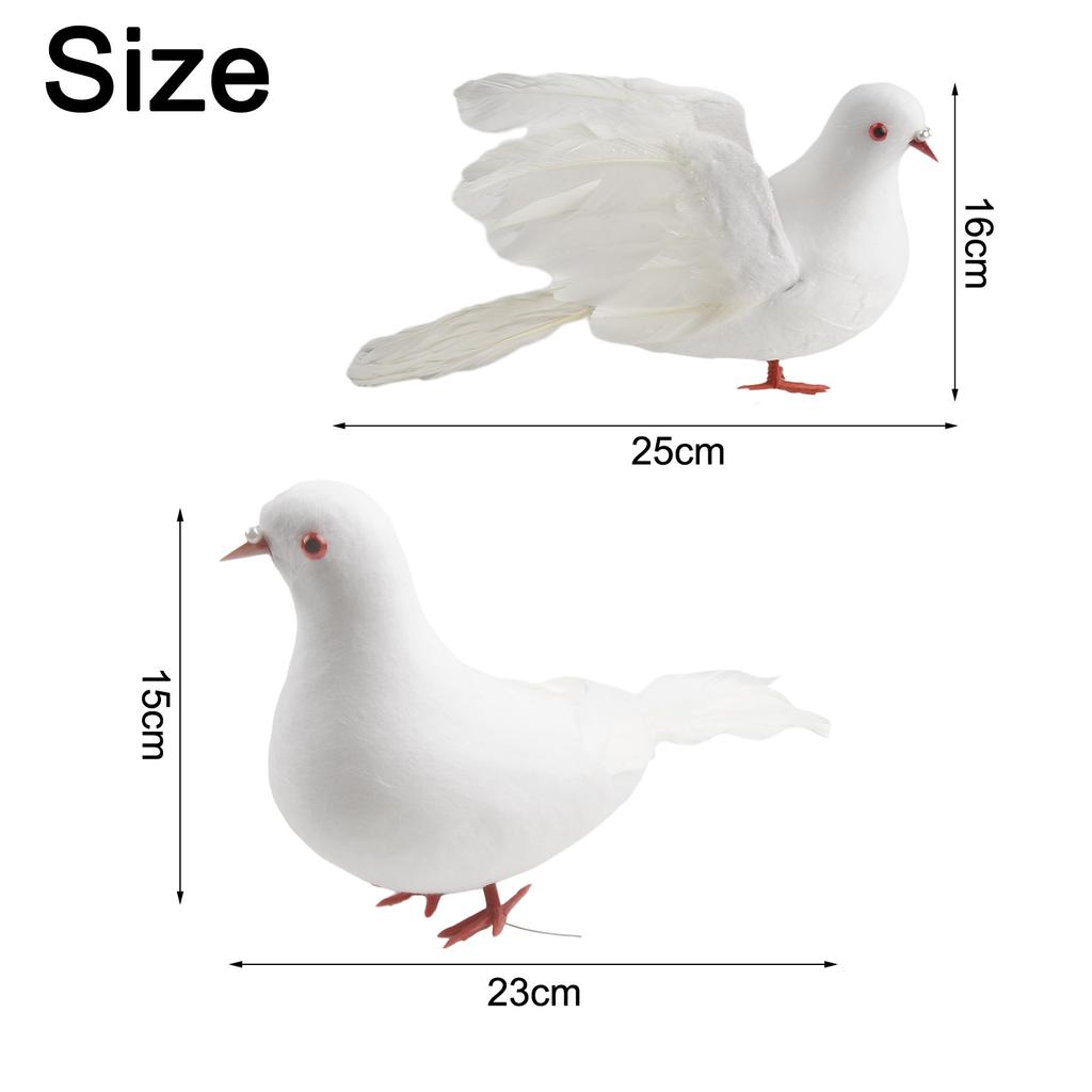 4 Artificial Plastic Flying Doves Birds for Home Decoration Wedding Photography Props and Educational Collection