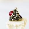 Retro Distressed Red Gemstone Ring: Trendy, Versatile Niche Design