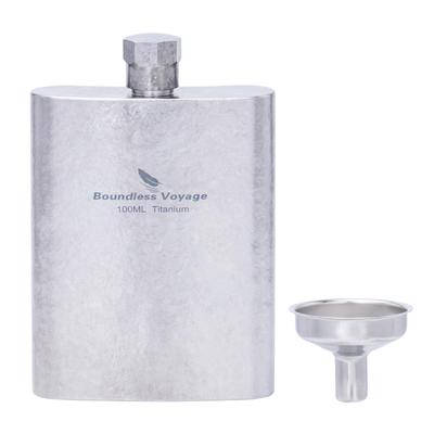 Boundless Voyage Titanium Hip with Whiskey Alcohol Sake Camping Ti3262D Flask, U-shaped, 100ml, Funnel, Lightweight, Durable, Rustproof, Flask,