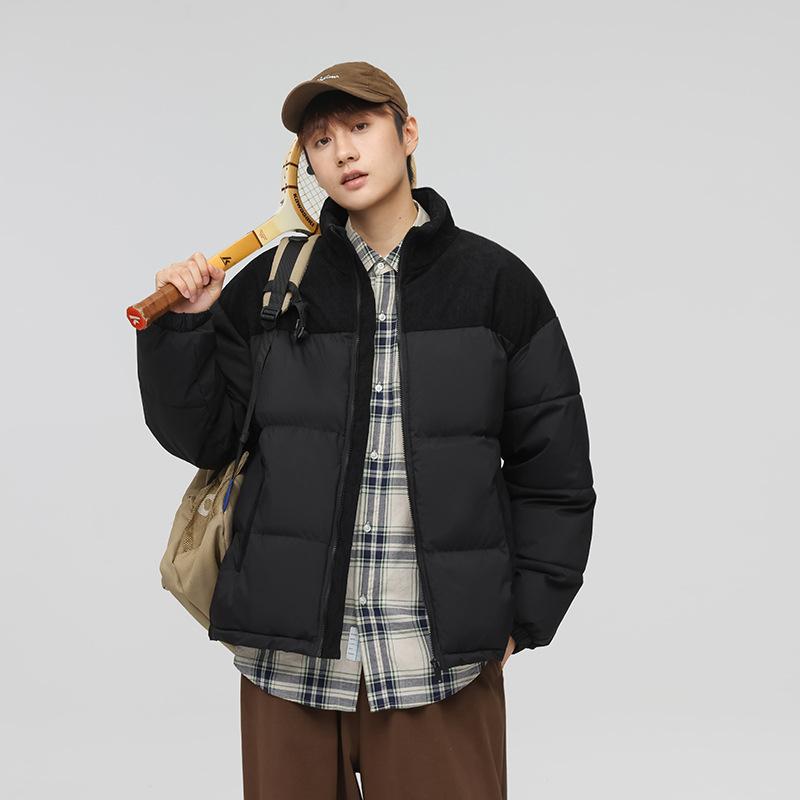 Down cotton jacket couple model winter thickened warm stand-up collar padded jacket youth loose casual bread jacket jacket padded jacket