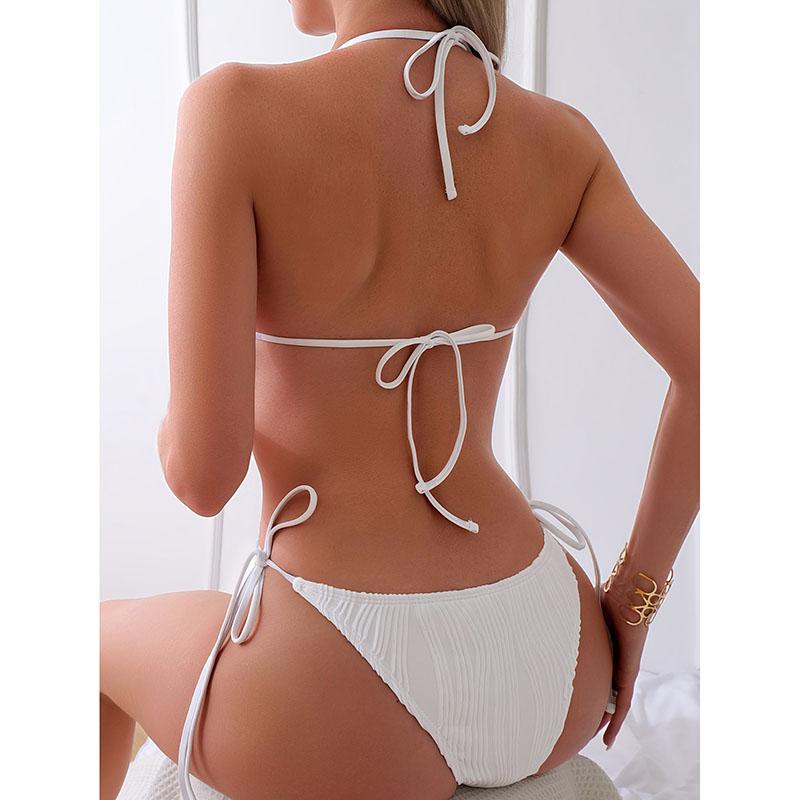 Sexy Halter V Neck Wrinkled Female Swimwear One Piece Swimsuit Women Backless Monokini High Leg Cut Bathing Suit Swim Beach Wear
