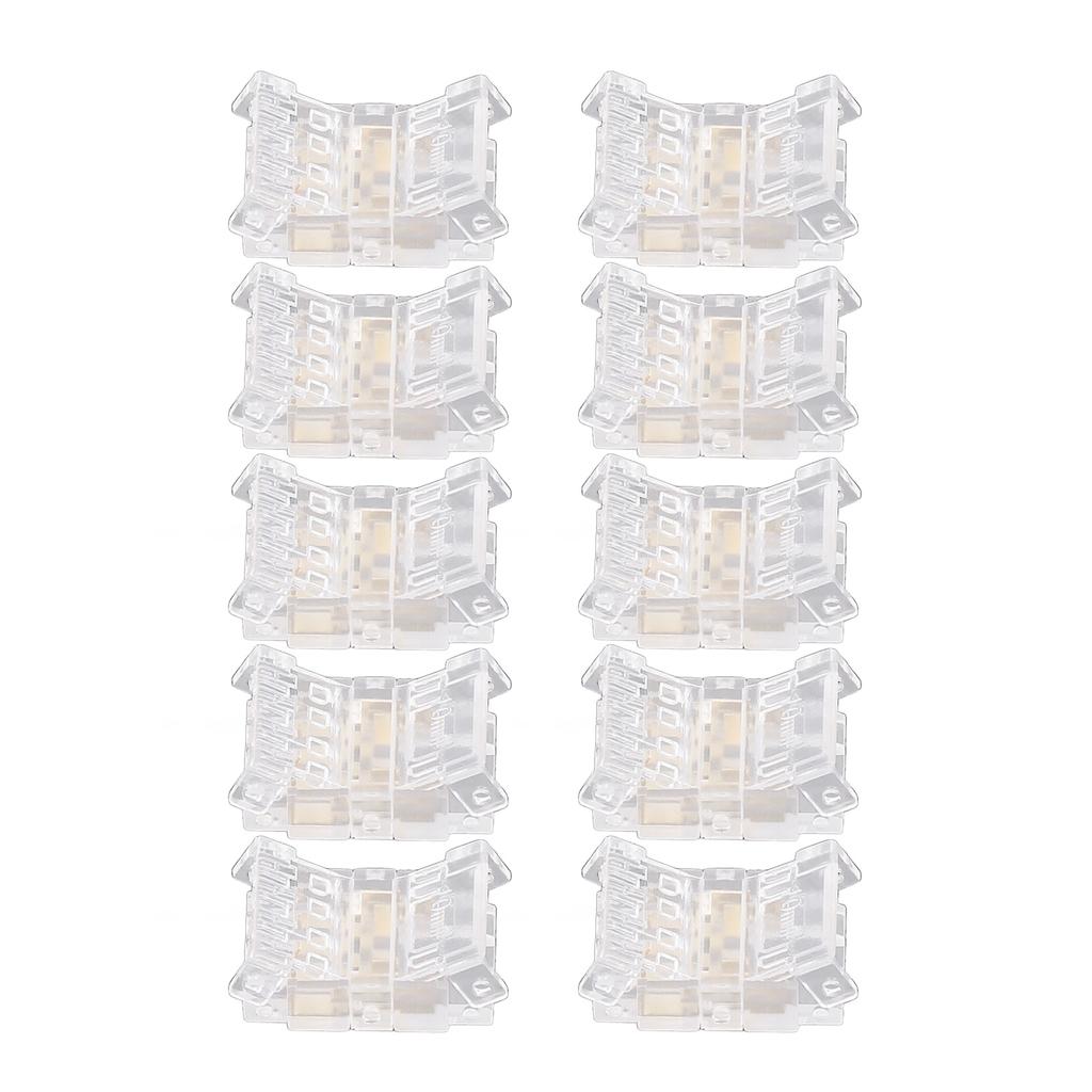 10Pcs COB LED Strip To Wire Connector 4Pin 10mm Transparent Solderless LED Adapter Connectors for Home School Office