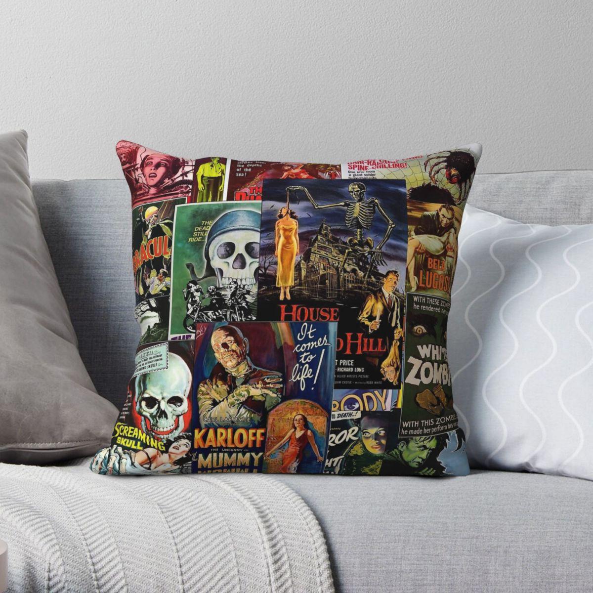 Green Harvest Unisex Monster Horror Movies Pillowcase Polyester Linen Velvet Creative Zip Decorative Room Cushion Cover