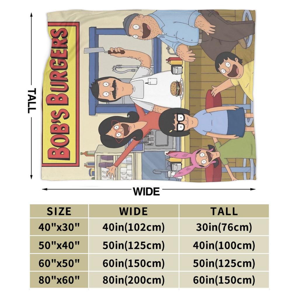 Bob Burgers Flannel Blanket Winter Super Warm Throw Blanket for Kids Couch Chair Aesthetic Bedspread Sofa Bed Cover